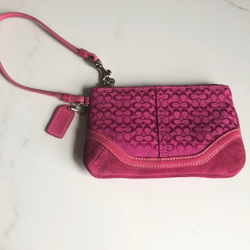 Coach Signature and Suede Wristlet - Picture 3 of 6